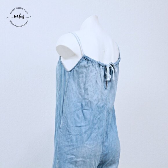 Cloth & Stone Chambray Sleeveless Side Slit Wide Leg Jumpsuit Blue Women XS - Picture 10 of 15